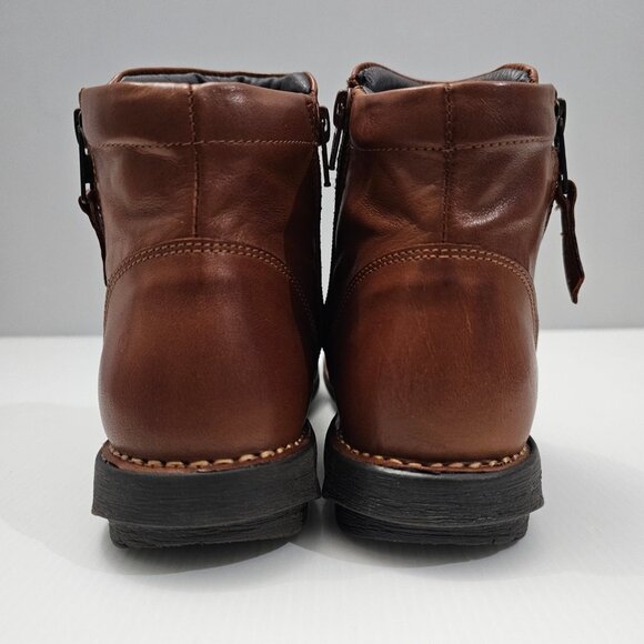 Miz Mooz Pleasant Ankle Bootie Womens EU 38 Slouch Brown Leather Comfort Zip NEW - Picture 8 of 14